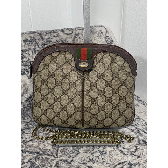 Gucci GG Supreme Monogram Sherry Line Shoulder bag Crossbody in Beige and Brown - Picture 3 of 9